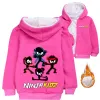 Polos ninja kidz kidz vêtements cardigan décontracté zippe manteau épais garçons filles coton hiver sweat à capuche