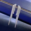 Boucles d'oreilles en peluche luxe romantique 925 Sterling Silver Zircon Tassel pour les bijoux de boutique de mariage pour femmes