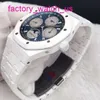 AP Diving Wristwatch Royal Oak Series 26579CB White Ceramic Blue Dial Back Through Perpetual Calendar Men's Fashion Leisure Business Sports Mechanical Watch