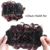 Chignon Jeedou Synthetic Updos Curly Hair Chignon Clip On Hair Bun Pad Gray Bromn Mix Color Retro Style Women's Wedding Hairpieces