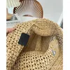 Bakken Tote Bag Designer Straw Beach Fashion Mesh Hollow geweven voor zomer Black Abrikoos vakantie Grote capaciteit