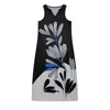 Casual Dresses Fashionable Leopard Print Sleeveless Tank Dress Feather