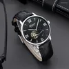 Zegarek na rękę Modną Business Men's Stray Automatyczne unikalne design zegarki skórzane