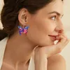 Hoop Earrings 2024 American Independence Day Fashionable Butterfly Acrylic A And Simple Choice For Womens Drop