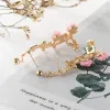 Ohrringe Vintage Rose Blume Manschette Ohrringe Trendy Rose Blume Kletterer Crawler Ohrringe funkelnde Metallblatt Ohrmanschette für Frauen Mädchen