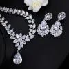 Colliers CWWZICCONS DROP WATER BIGES MORTES ENSEMBLES Collier Sparkling Cumbic Zirconia Bijoux de mariage Luxury Bridal Costume Accessoires T293