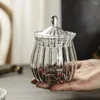 Butelki do przechowywania Europejskie pasiaste szklane herbatę Kanister Vintage Cukier Słoik domowy Kwiat gruboziarniste zboża Kawa puszka