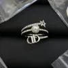 2024 Fashion Brass Material Pearl Inlaid Letter Women's Ring