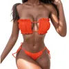 WomenS Sexy Leopard Bikinis Swimsuit Y2k Two Piece Bandeau Padded Ruched Push Up Tankinis Swimwear Hawaiian Beachwear Mujer 240417