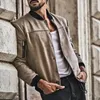 Men's Jackets Faux Suede Men Jacket Spring Coat Stand Collar Color Matching Single-breasted Male Bomber Windbreaker Coats