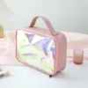 ポータブルメイクアップバッグ、大容量のInstagram防水レーザーPVCストレージバッグ、観光化粧品透明なウォッシュバッグ