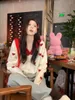 Women's Knits Korean Sweet Girl Colored Love Jacquard Sweater Winter Loose Pearl Button Knitted Cardigan Fashion Female Clothes