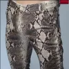 Pantalon 2023 Fashion Men Slim Faux Python Snake Imprimer en cuir Pantalon Men Pantal