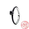 Cluster Rings Trendy 925 Sterling Silver ME Black Chakra Heart Ring Cool Women's Wedding Party Creative Jewelry Accessories