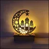 Ramadan Mubarak Decoratie Party Eid Decoraties voor thuis maan geleid kaarsen licht houten plaquette ophangende decors islam moslimevenement par dhmhl s