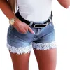 Women's Jeans Jean Shorts Sexy Slim Elastic Lace Patchwork Denim Pants Streetwear Y2k Clothes Women Casual Skinny Outfits 2024