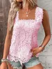 Women's T-Shirt Summer Fashion Ladies Lace Jacquard Sleeveless Casual Women vintage T-Shirt S-XXL Floral Vest camisole Halter top 240423