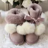 Boots Natural Sheepskin Leather 2024 Chaussures Femmes Snow Real Wool Véritable fourrure non glissement