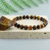 5A Natural Tiger Eye Armband Men and Women Charm Stone Jewely Healing Buddha Elastic Rope Par Crystal Bead 240423