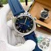 Designer 45mm Pam Leder Uhren 316L Edelstahl für Mann Blau Farbe Automatische Wasserdichte Farben Armbanduhr Design 22