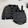 Sets Winter Newborn Baby Girls Clothing Suit Knitted Printing Cardigan Coat+Jumpsuit Infant Baby Girl Knitting Clothes Set