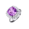 24ss New Designer Purple Gemstone Ring Jewelry Year New Amethyst Full Diamond S Silver Ring is Light Luxury Fashionable Personalized Elegant and High End