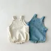 One-Pieces Frühling und Herbst Neugeborene Kind Jungen und Mädchen Cowboy ärmellose Rompers Kinder Onepiefe Fashion Baby Kleidung