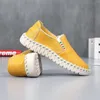 Zapatos casuales para mujeres cuero de vaca pequeño zapato blanco producto de verano de fondo plano lefu transpirable suave bean bean hembra