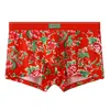 Underpants Mens Sexy Boxer Briefs Floral Printed Underwear Ice Silk Breathable Panties Shorts Bulge Pouch Boxers Calzoncillo