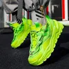 Casual skor mode män chunky sneakers design utomhus jogging andningsbar fluorescerande grönt