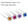 Hair Clips 20Pc/Pack Women U-shaped Fork Rhinestone Rose Flower Pin Clear Crystal Barrettes Wedding Bridal Jewelry