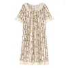 Donno abbigliamento da donna Summer Cartoon Bear Women Nighthowns Lace Princess Cotton Female Abito Long Dress Lady Sleep Sleep Cash Home Cash