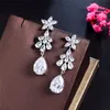 water drop diamond earring designer for woman wedding engagement party white aaa zirconia copper luxury long charm stud earrings jewelry womens dating friend gift