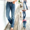 Kvinnliga jeans stretchy Stadeke Classic Short Jean Pants for Women Sexig Knit Denim Leggings 240418
