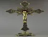 Squisito Old Copper Gesù cinese su Cross Stand per Redemption Special Statue7889643