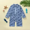 Swimwear EWODOS Toddler Baby Kid Boy Casual Swim Rompers Summer Swimsuit Long Sleeve Round Neck Zipper Jumpsuit Swimwear Bathing Suit