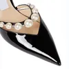 Women Aurelie 85 High Heel Pumps Pointed Closed Toe Single Strap Sandals with Pearls Crystals Evening Party Wedding Shoes