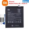 Piller% 100 Xiaomi Orijinal Pil Bn43 4000mAH Xiaomi Redmi Not 4x Not 4 BN43 Yüksek Kaliteli Telefon Değiştirme Piller+Araçlar