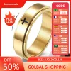 Bands Fashion 6mm Cross Rotatable Ring For Men Women Fidget Relax Stainless Stainless Steel Casual Spinner Anillo Jewelry Wholesale
