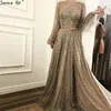 Partykleider 2024 Arabisches Kleid Luxus Diamond Perlen Funkle Abend Langhärente