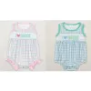 One-Pieces Wholesale Children Newborn Embroidery I Love Daddy Romper Toddler Kids Sleeveless Jumpsuit Baby Boy Girl Onepiece Plaid Clothes