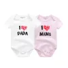 Tek parçalar kiddiezoom 2 adet/lot dört mevsimleri seviyorum Papa Mama Yenidoğan Erkek Kız Bodysuits Yumuşak%100 Pamuklu Bebek Onesies İkiz Giysiler