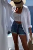 Vestido casual de camisa de lantejoulas casuais de verão fashionha praia estilo solto botão sol proteção de linho de linho de algodão Mulheres 2404241