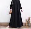 Etniska kläder zip-up o-hals abayas för kvinnor solid stretch manschett klänning enkel muslim a-line klänningar femme kalkon dubai vestido kaftan