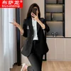 Women's Two Piece Pants Dark Green Suit Autumn And Winter High-End Business Temperament Fashion Interview Formal Wear O