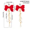 Kolczyki Dangle Red Bow Women's Fardrop Massel 2024 imitacja Pearl Luksusowy bankiet ślub dla damskich biżuterii