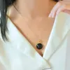 Pendants Black Jade Round Heart Pendant Collier pour Lady Summer Accessoires S925 Chaîne Femme Bijoux