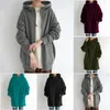 Frauenjacken Frauen Sweatshirts hohe Länge Feste Farbe Reißverschlüsse Kapuze Longline Fleece Gefüttert Streetwear Pullover Pullover Reißverschluss