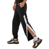 Herenbroek zomers borsten spleet rechte kleur bijpassende stiksel sportpant basketbalvoetbal training broek losse wide been casual