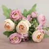 Decorative Flowers 30CM Fake Roses Silk Peony Artificial Years Christmas Decorations Bouquet For Home Wedding Bridal Indoor